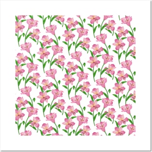 Alstroemeria Lily Flowers Pattern Posters and Art